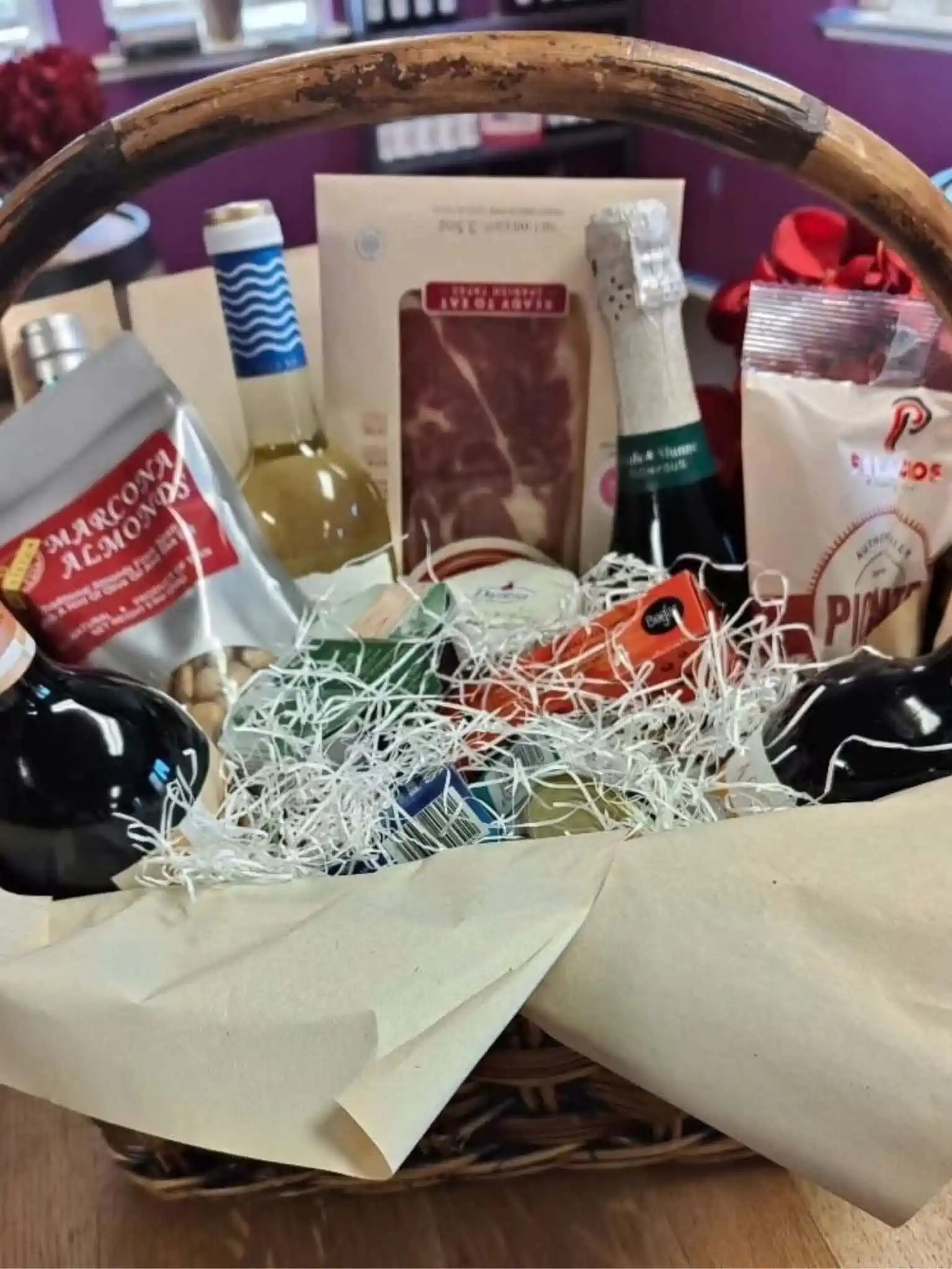 Premium Selection Basket containing an exclusive selection of wines and gourmet products